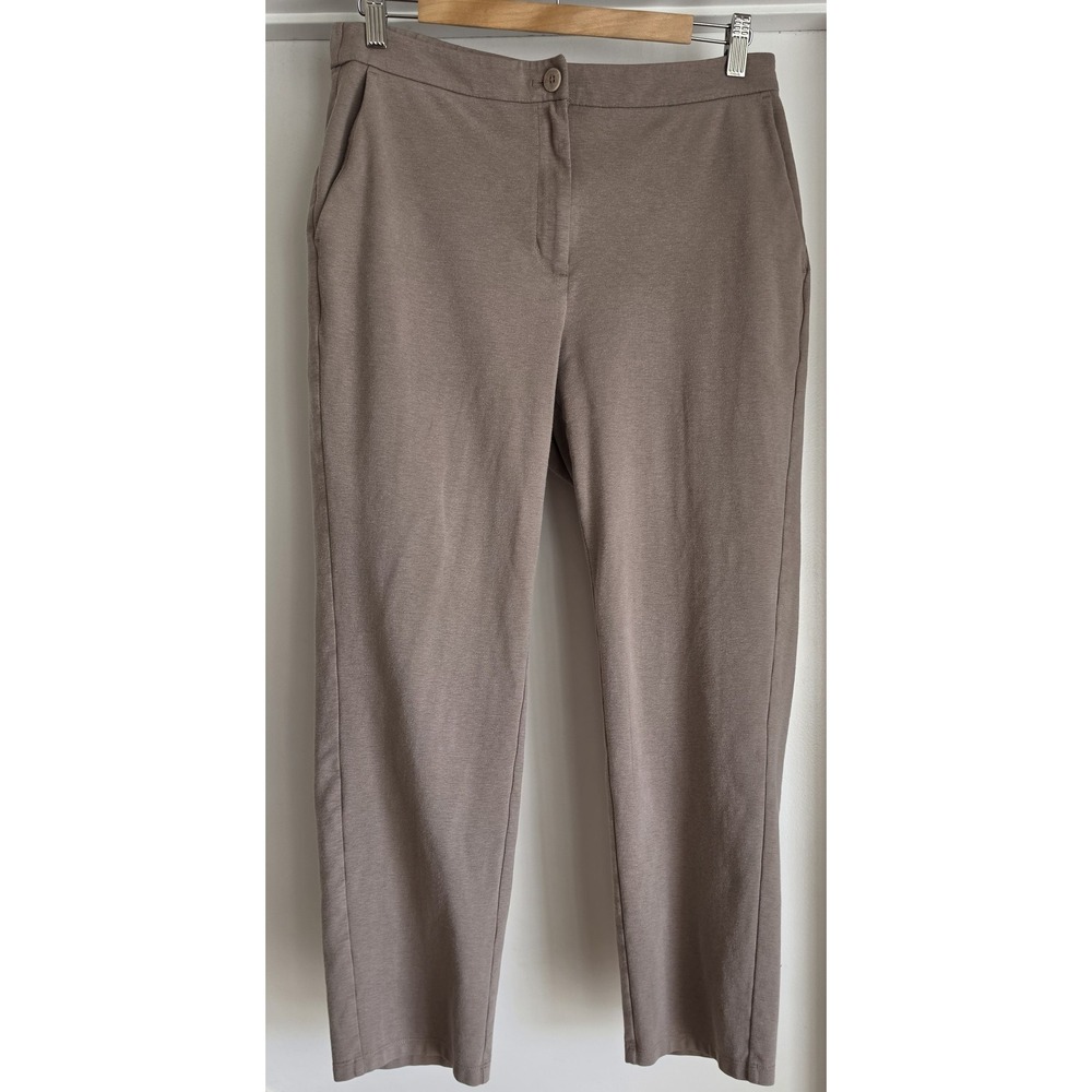 Eileen Fisher Pants Women M Taupe Solid Casual Straight Minimalist Trousers